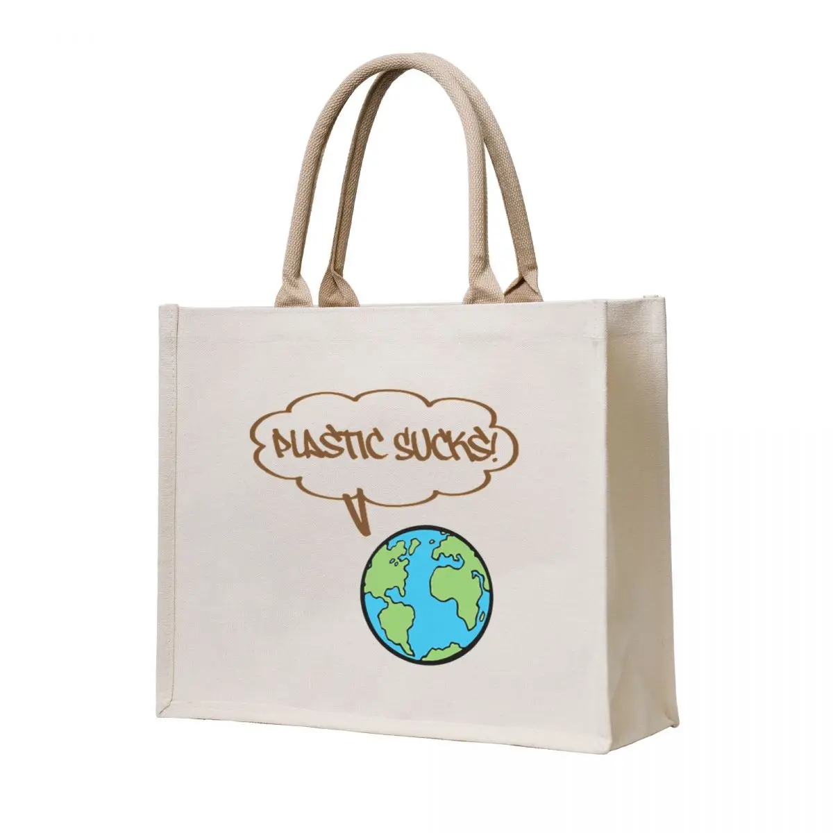 

Plastic Sucks! Tote Bag shopping bags foldable large tote bag female bag Cloth