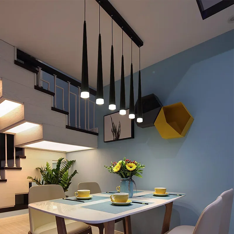 Modern Led Stair chandelier simple atmosphere duplex apartment building bedroom Nordic restaurant bar loft rotati Long droplight