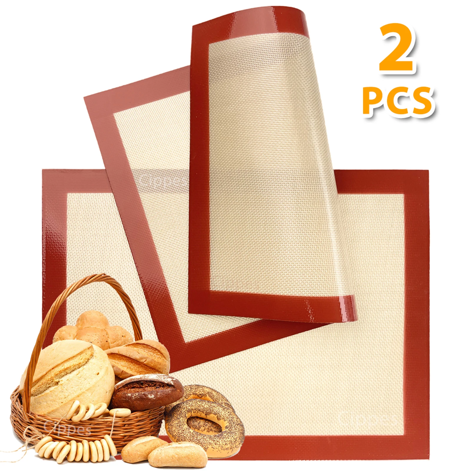 2PCS Silicone Baking Mats for Oven, Reusable, Non Stick & Heat Resistant Bakeware Sheets, for Cookie, Macaron, Bread, Pastry Mat