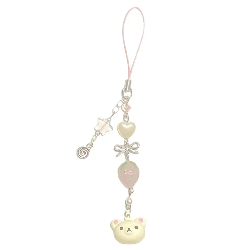 Bear Pendant Beaded Phone Charm Y2K Fairy Core Keychain