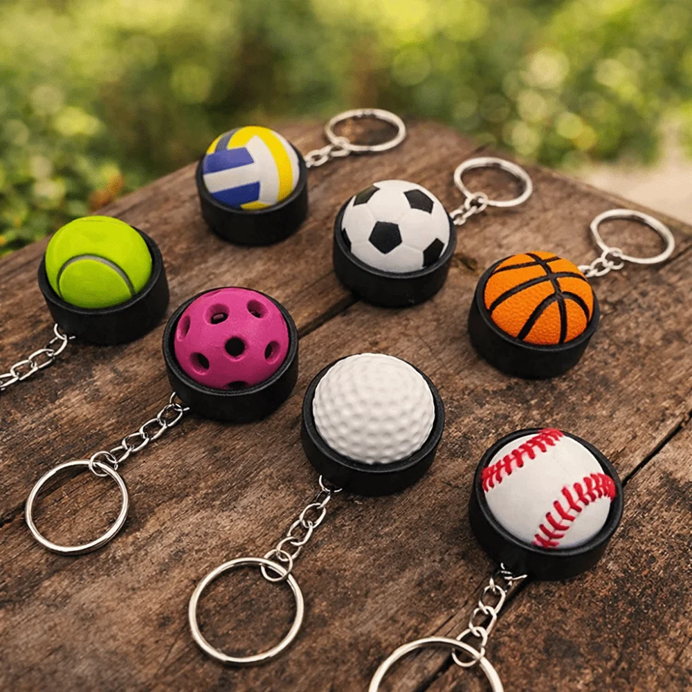Kugelförmiger Knopf 3D-Gedruckter Schlüsselanhänger Sport-Thema Basketball Stressabbau-Schlüsselanhänger Kreatives Design Tragbarer Klicker-Schlüsselanhänger – Detail 2