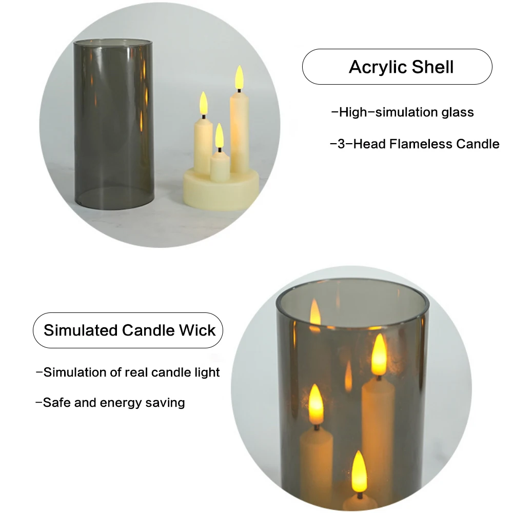 3IN1 LED Electronic Candle Tea Light Multicolors LED Candle With IR Remote Flickering Lamp Acrylic Candles for Christmas Wedding