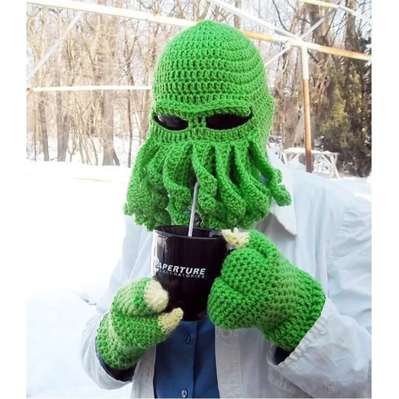 Halloween New Arrival Handmade Yarn Funny Octopus Knitting Hat Same Style Weird Eight-Armed Squid Pullover Hat