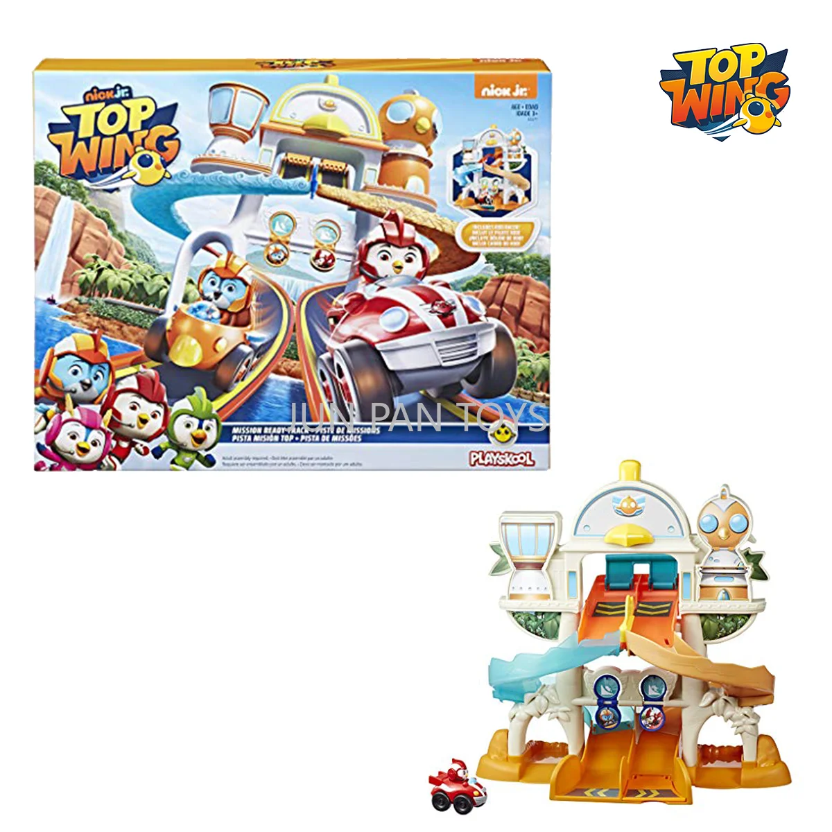 Juego de Pista de Carreras Original de Nick Jr. Top Wing Mission Ready con 2 Coches de Carreras Top Wing, Figura de Rod Racer, Regalo de Cumpleaños para Niños