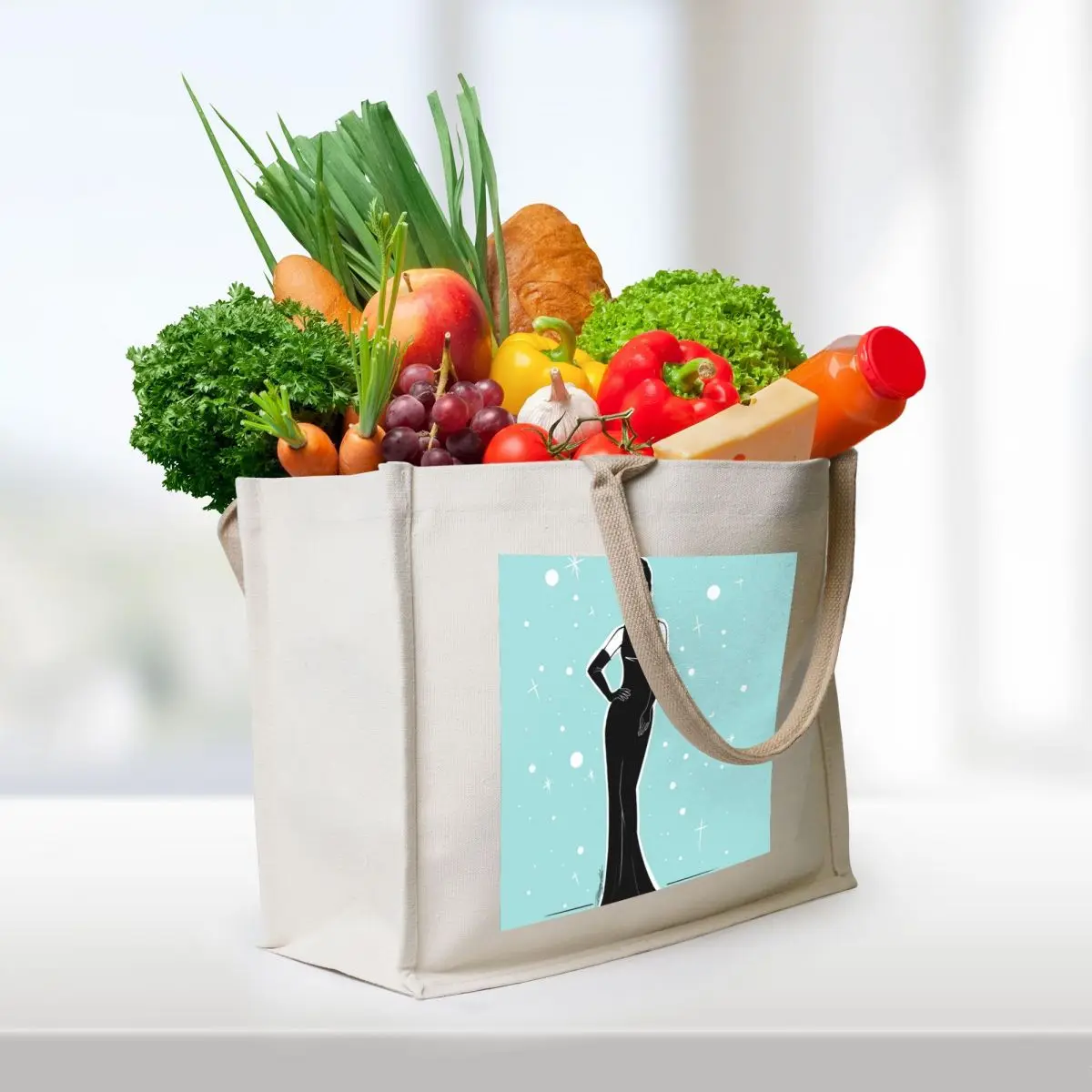 Audrey with Breakfast Tote Bag hand bags custom bags Cloth bag