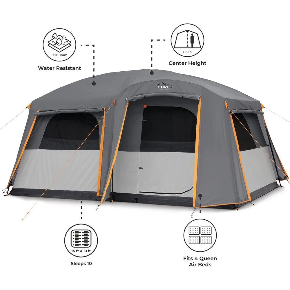 Large Multi Room Tent for Family with Full Rainfly for Camping Accessories | Portable Huge Tents for Outdoor Car Camping