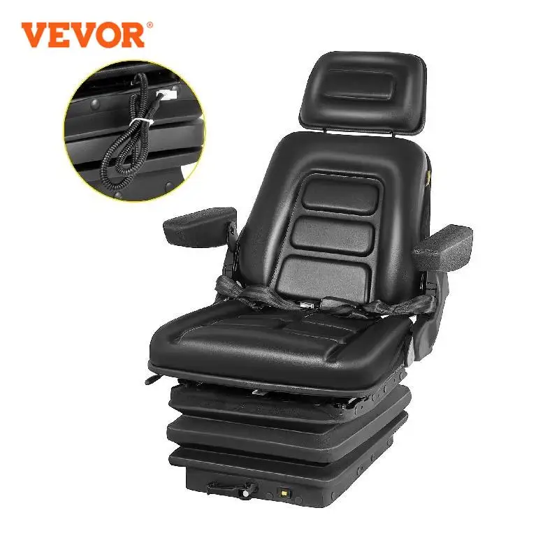 VEVOR Replacement Tractor Seat Suspension Angel Adjustable with Seat Belt and Lock for Mowers Excavators Graders Wheel Loaders