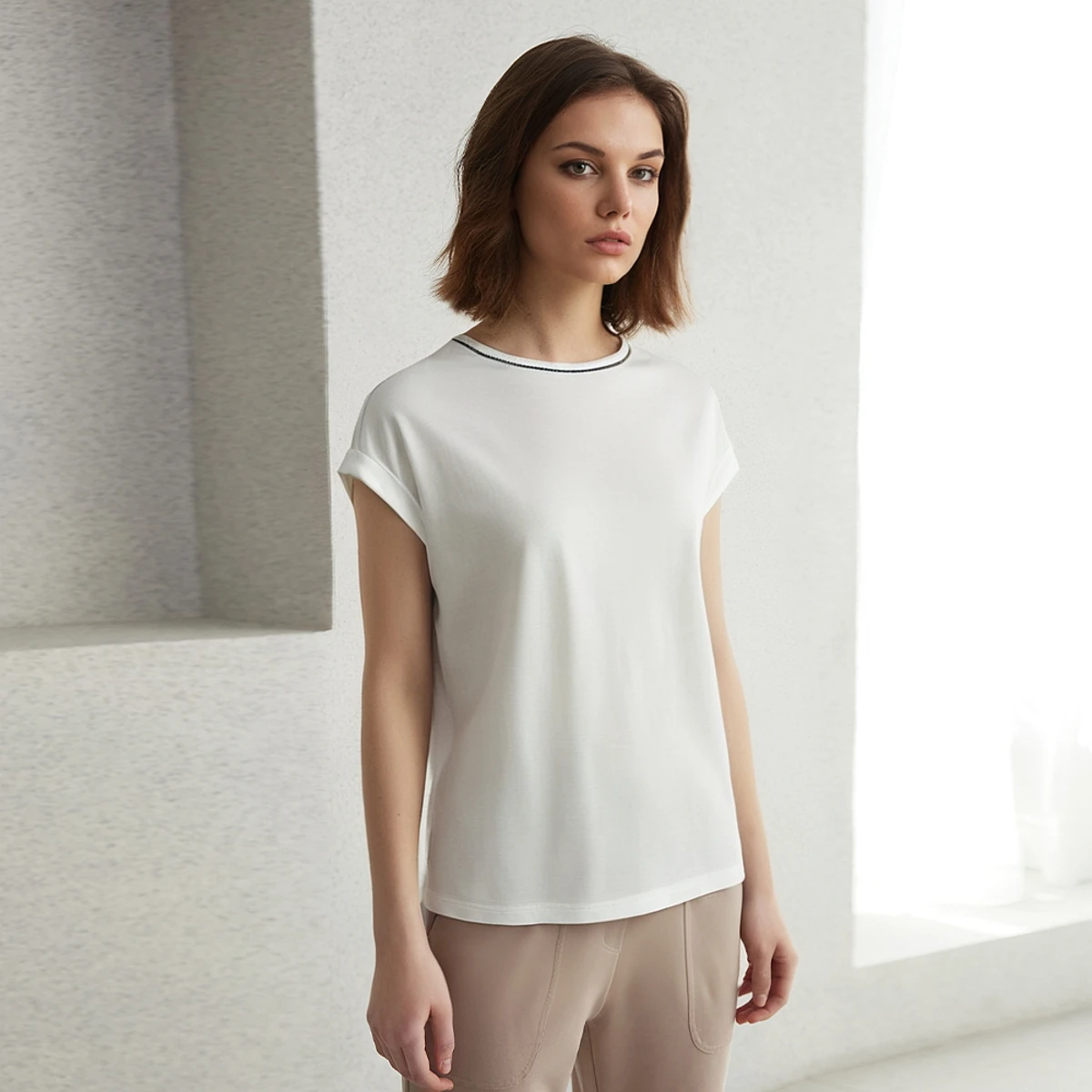 K2192W  Pima Cotton Tshirt Tops for Ladies T-Shirt Luxury Clothes Summer T Shirts Women\'s Clothing