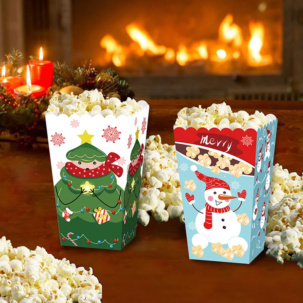 12 Pcs Popcorn Box Boxes Stylish Storage Container Xmas Pattern Wrapping Paper Festive Baby