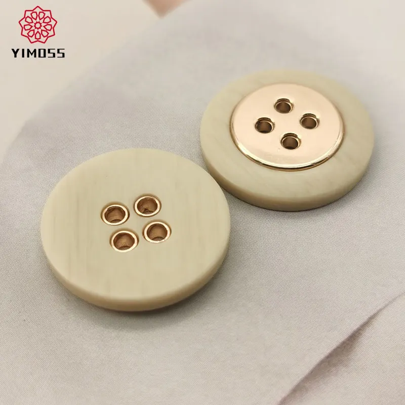 4-Holes Round Resin Metal Sewing Buttons Men and Women Coats Suit Cardigans High-Grade DIY Sewing Accessories 6pcs 18/23mm