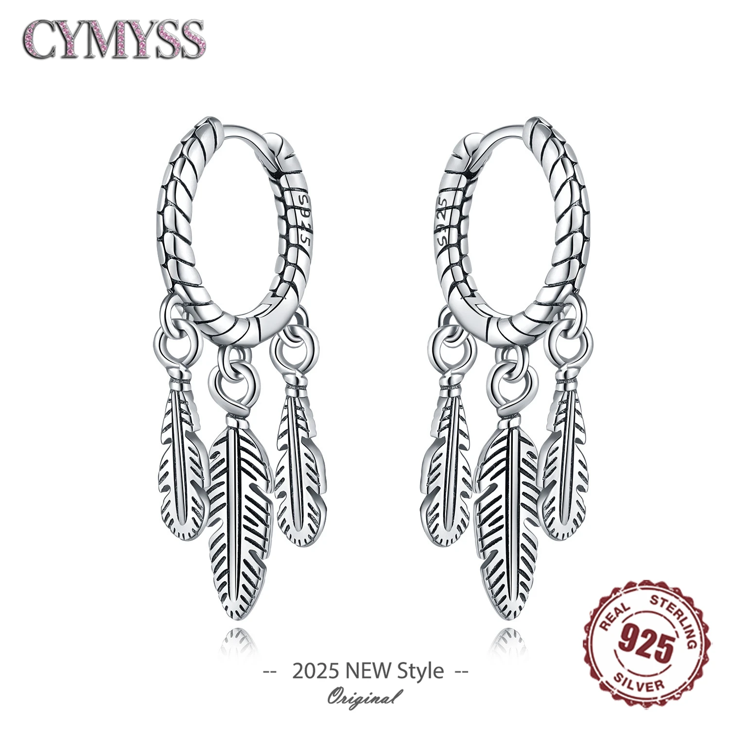 

2025 НОВЫЕ оригинальные серьги из стерлингового серебра S925 с иглами и перьями «Ловец снов» и кисточками для женщин, модные украшения для свадебной вечеринки