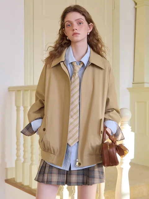 FSLE koreański Retro styl stodoły kurtka robocza płaszcz damski wiosna 2025 nowa spódnica dwuczęściowy garnitur 25FS11107 + 25FS11108