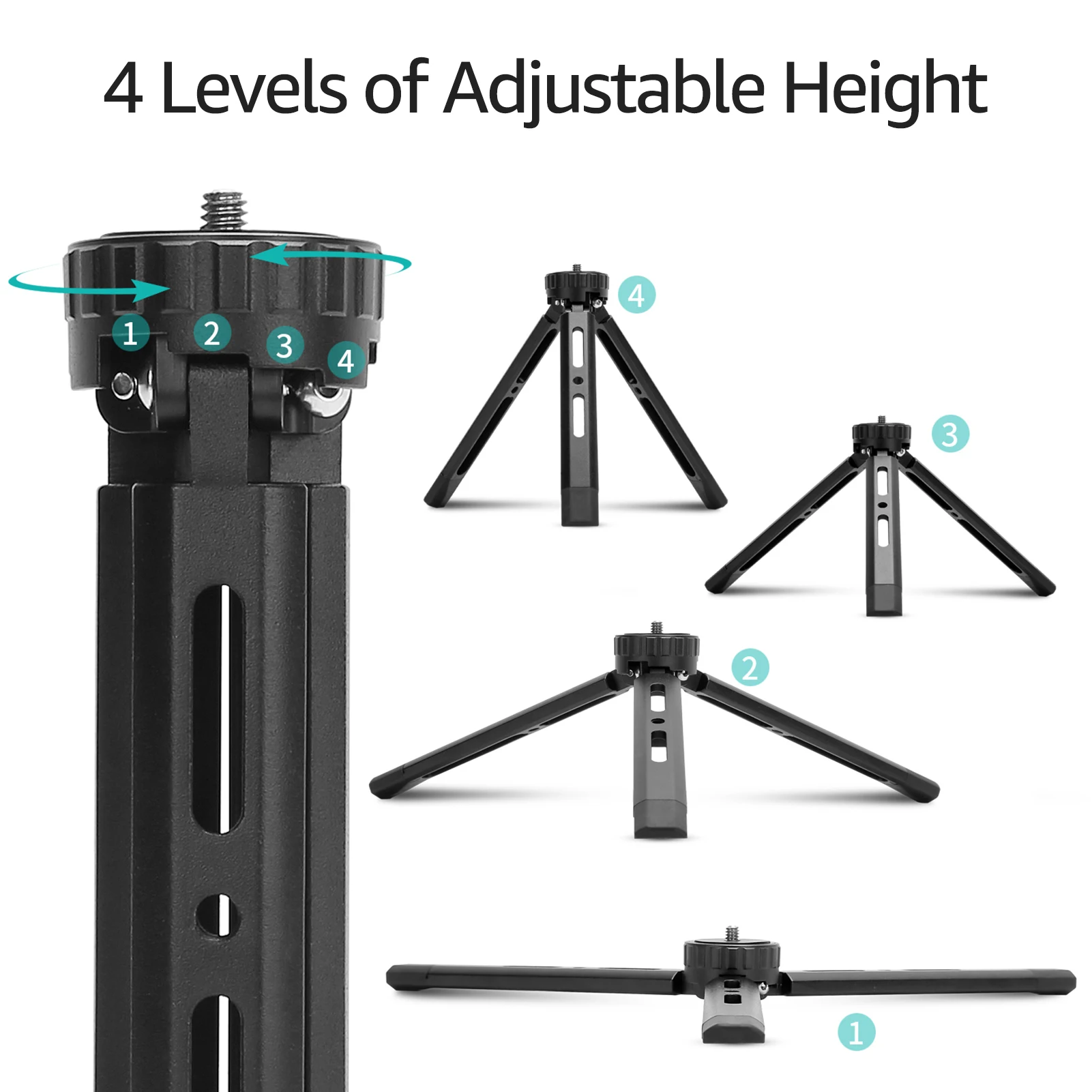 New 1/4 Screw Mini Metal Tripod Aluminum Alloy Desktop Stand Tripod for DSLR ILDC Camera Camcorder Projector Travel Accessories