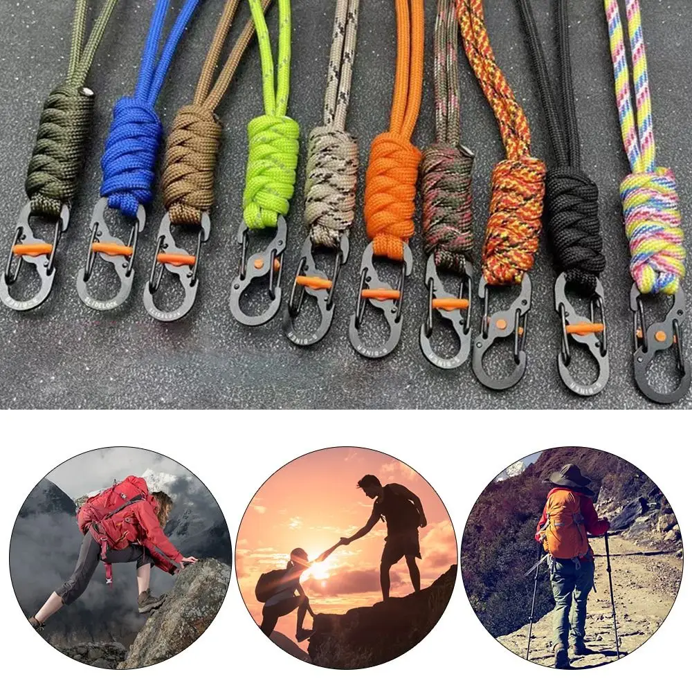 New Self-Defense High Strength Key Ring Parachute Cord Paracord Keychain Lanyard 8-Word Buckle