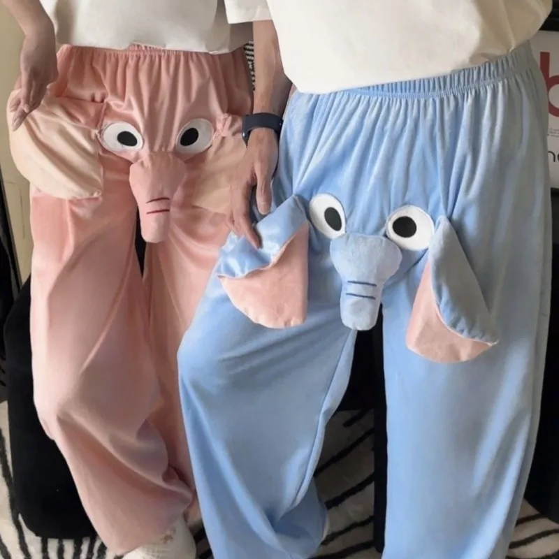 

Elephant Nose Pants Funny Animals Cosplay Couple Costume Pink Blue Pajamas with Sound Cute Sleepwear Outfits for Women Men
