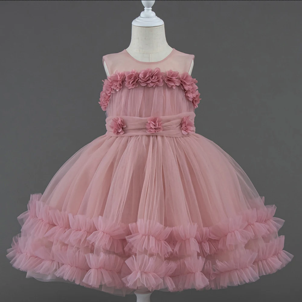 HETISO Baby Girl Dresses Cute Mesh Kids Flower Princess Tutu Birthday Party Ball Gown for Birthday 1-6 Years