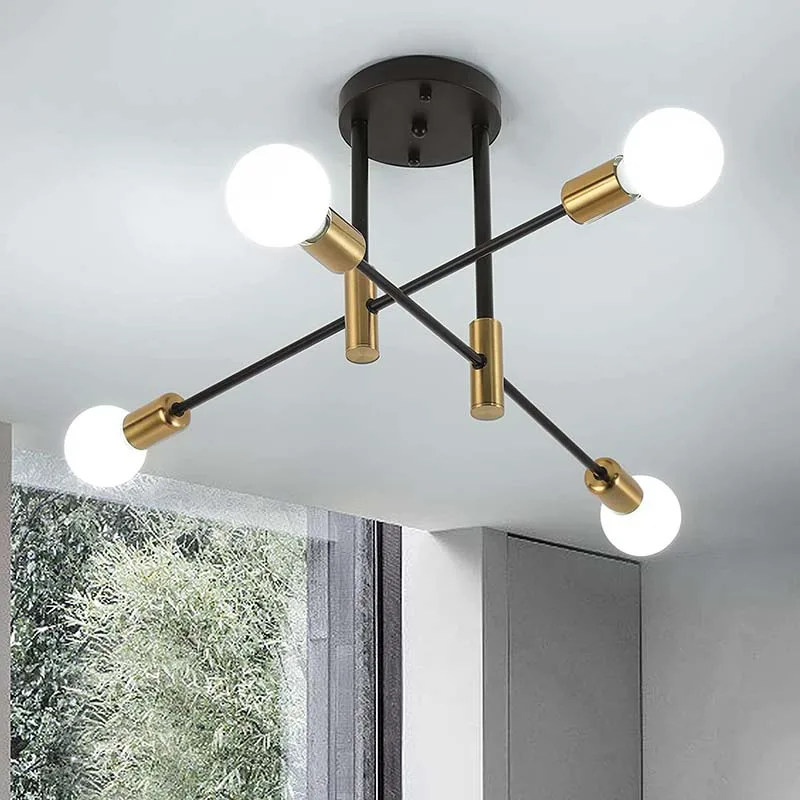 

Modern Chandelier Semi Flush Mount Ceiling Chandelier for Kitchen, Living Room, Bedroom,Dining Room (4 Light Fixture)