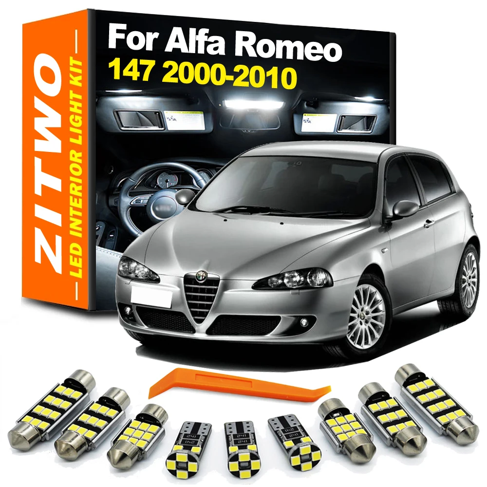 ZITWO 10Pcs LED Interior Dome Map Light Trunk Lamp Kit For Alfa Romeo 147 2000- 2003 2004 2005 2006 2007 2008 2009 2010 Canbus