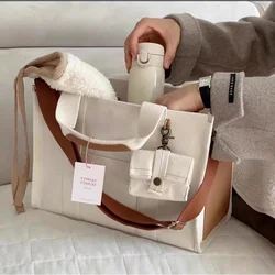 New Fashion Mommy Canvas Bag Large Capacity Outdoor Waterproof Tote Bag Japanese Korean Young Mom Baby Diaper Crossbody Handbag