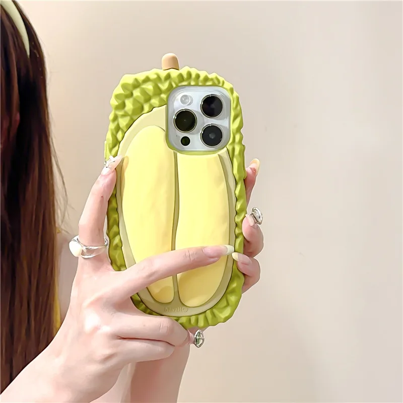 Funny 3D Phone Case Delicious Durian Soft Silicone For IPhone 15 14 13 12 Pro Max Cartoon Cute Creative Shockproof Back Cover