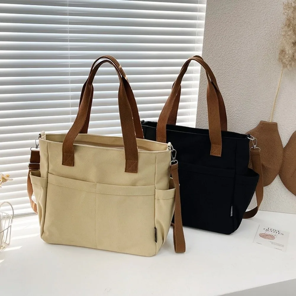 

Утолщенная холщовая сумка на молнии в японском стиле, большая вместительная сумка на одно плечо, однотонная дорожная сумка через плечо