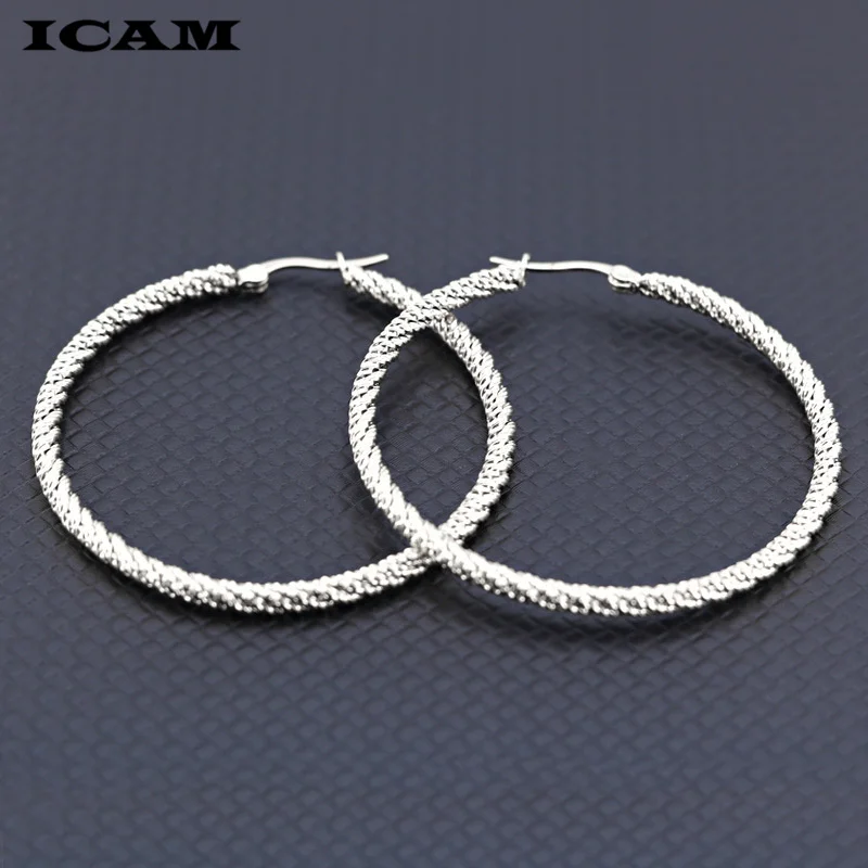 ICAM Punk Big Size Hoop Earrings Brincos Trendy Party Exaggerated Gold Silver Color Round Circle Earrings for Women Jewelry