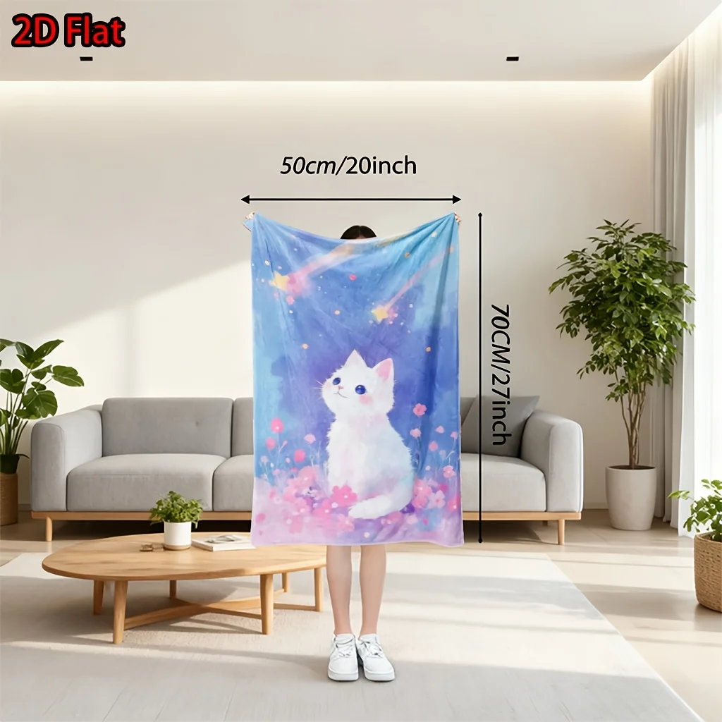 Ultra Soft Kitten Dream Throw Blanket Aesthetic Nursery Bed Decor Kids Baby Fleece Fluffy Comforter Gift Cozy Star Night