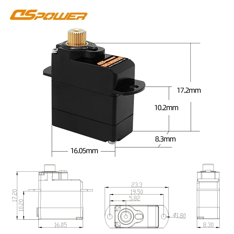 Dspower 2G Digital Servo Metal Gear Micro Servos for RC Mini Car Aircraft Plane Fixed-wing Helicopter Drone Robot Model Toy Part