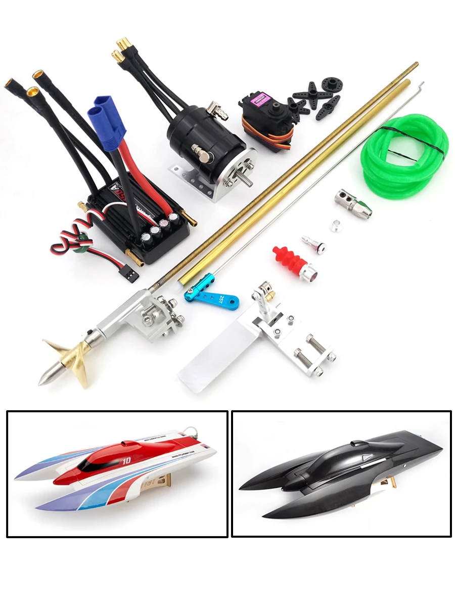 RC Boat 4.76mm 3/16' Shaft Strut 75mm Rudder 150A ESC 3660 Motor 42mm Propeller Kits for RC Speed Boat VEE Oval Catamaran