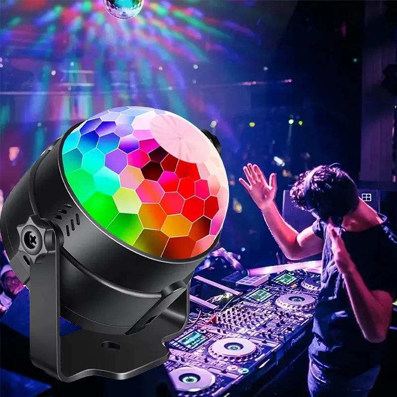 

RGB LED Stage Disco Light Rotating DJ Ball Strobe Sound Control Magic Dance Car Christmas Gift Party Club Beam Show Lamp Party
