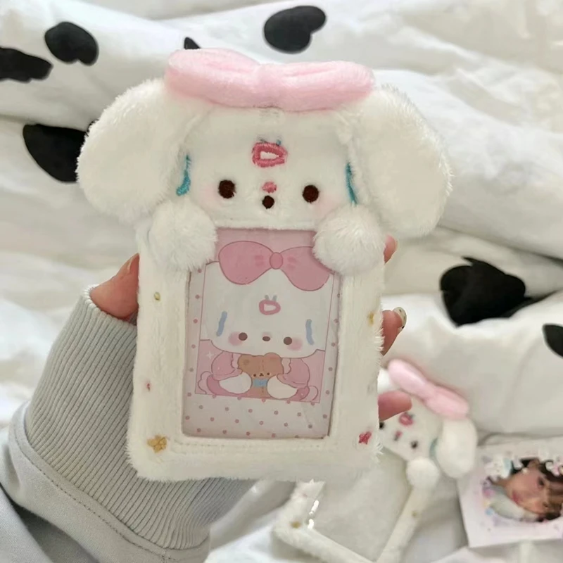 Korean ins Cute Animals Plush Kpop Album Card Holder Bus Card Bank ID Card Protective Display Sleeves Students Bag Pendant Gift