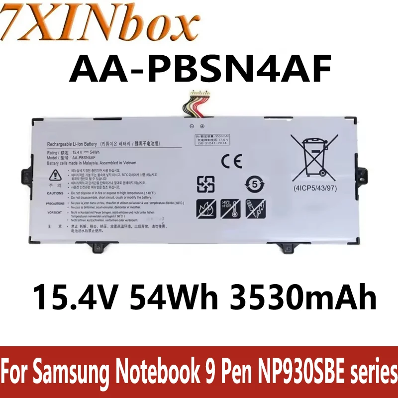 

7XINbox AA-PBSN4AF NP730QCJ NP930SBE 15,4 В 54 Втч 3530 мАч Аккумулятор для ноутбука Samsung Notebook 9 Pen NP930SBE серии NP930SBE-K01CN