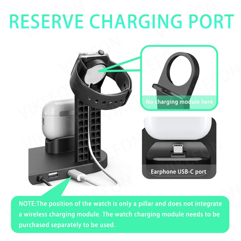 حامل شاحن لاسلكي لهاتف iPhone17 16 15 14 13 12 XR Max شاحن سامسونج لأجهزة Air-pods Pro iWatch 9 8 7 محطة شحن سريعة #5