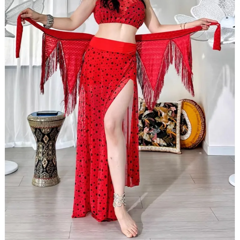 

customized belly dance belt practice Eastern dance outfit triangular tassel hip scarf available in multiple colors for both fat