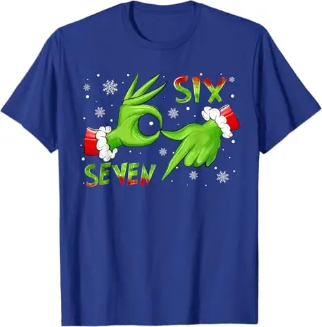 6 7 Six Seven Hand Gen Z Alpha Meme Slang Xmas Christmas T-Shirt Y2k Elf Hands Graphic Outfit Novelty Gift Humor Saying Tee Tops