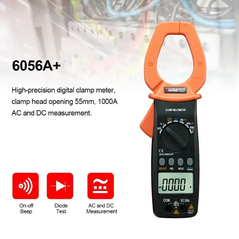 6056A+ Handheld Clamp Digital Multimeter AC/DC Current Voltage True RMS Pliers Ammeter Meter Resistance Frequency Tester