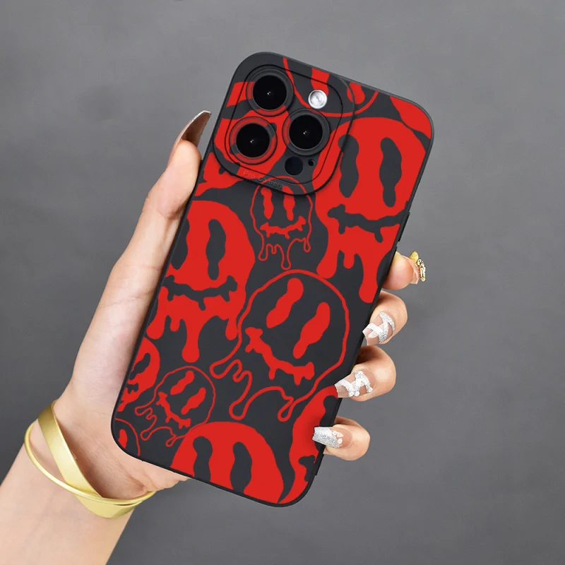 Ghost pattern liquid graphic phone case for iPhone 15 14 13 12 11 x XR Xs SE2 SE 8 7 plus pro Max mini silicone back cover