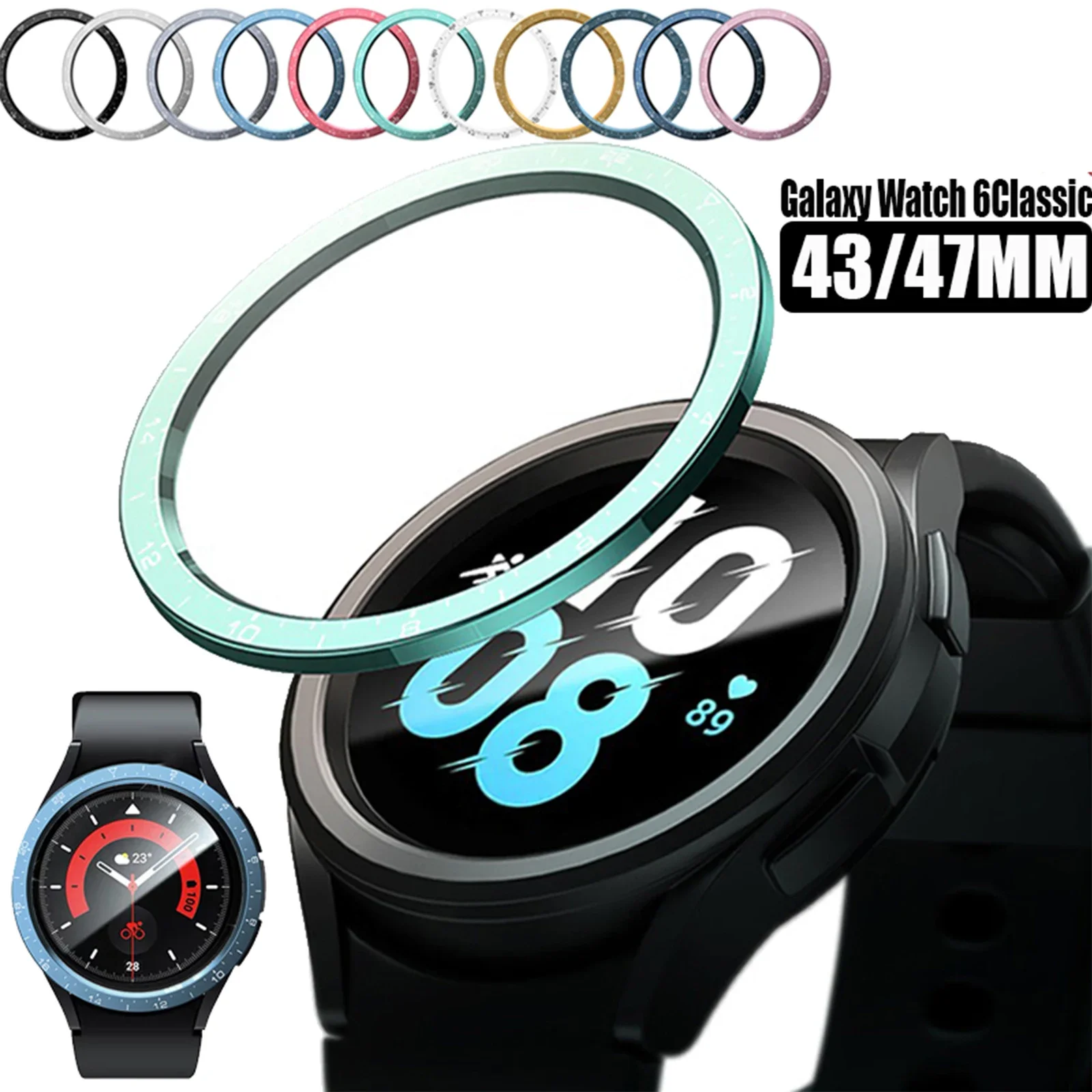 Bezel Ring for Samsung Galaxy Watch 6 Classic 43mm 47mm PC Cover Bumper Smartwatch Accessorie Watch 6 Edge Protector Protective