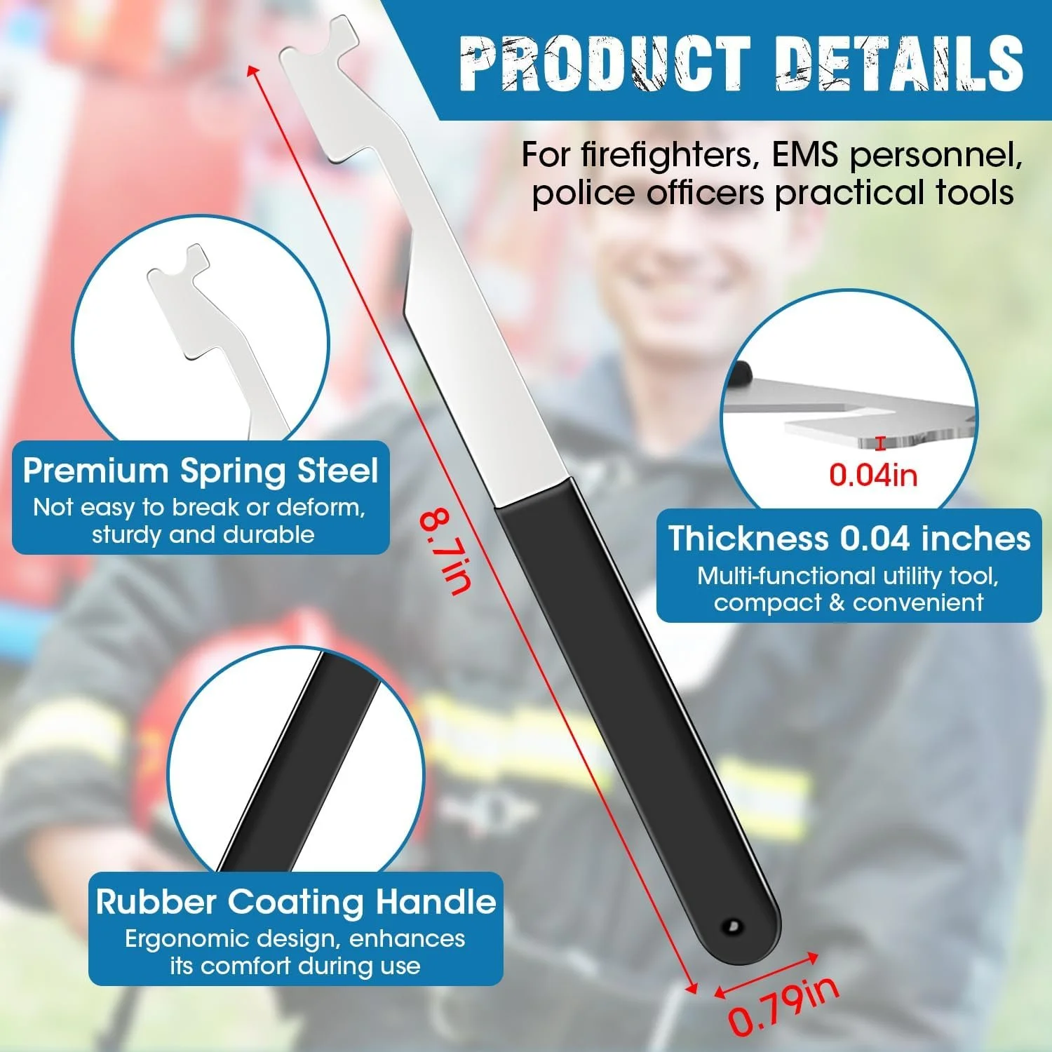 1 قطعة أداة الرافعة متعددة الأغراض ، أدوات مكافحة الحرائق ، أداة الرافعة متعددة الأغراض ، أداة رفع الصلب الربيع قضيب رفع الصلب #6