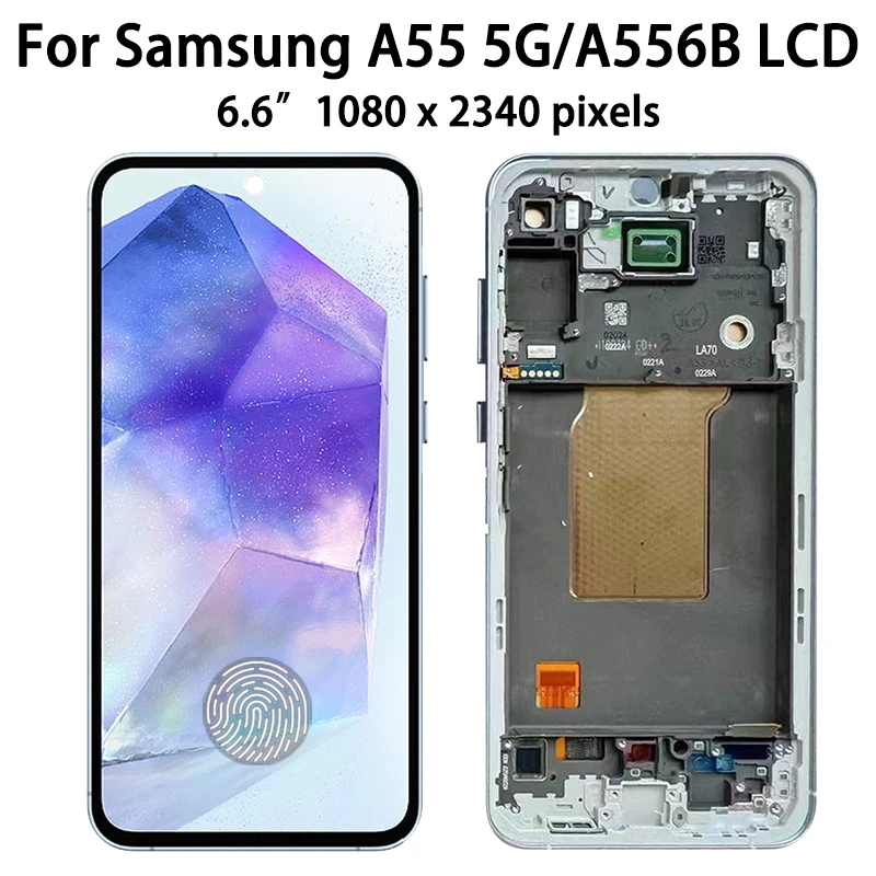 6.6\'\' Super AMOLED For Samsung A55 5G LCD A556V A556E A5560 Display Touch Screen Digitizer For Samsung A556B LCD Frame