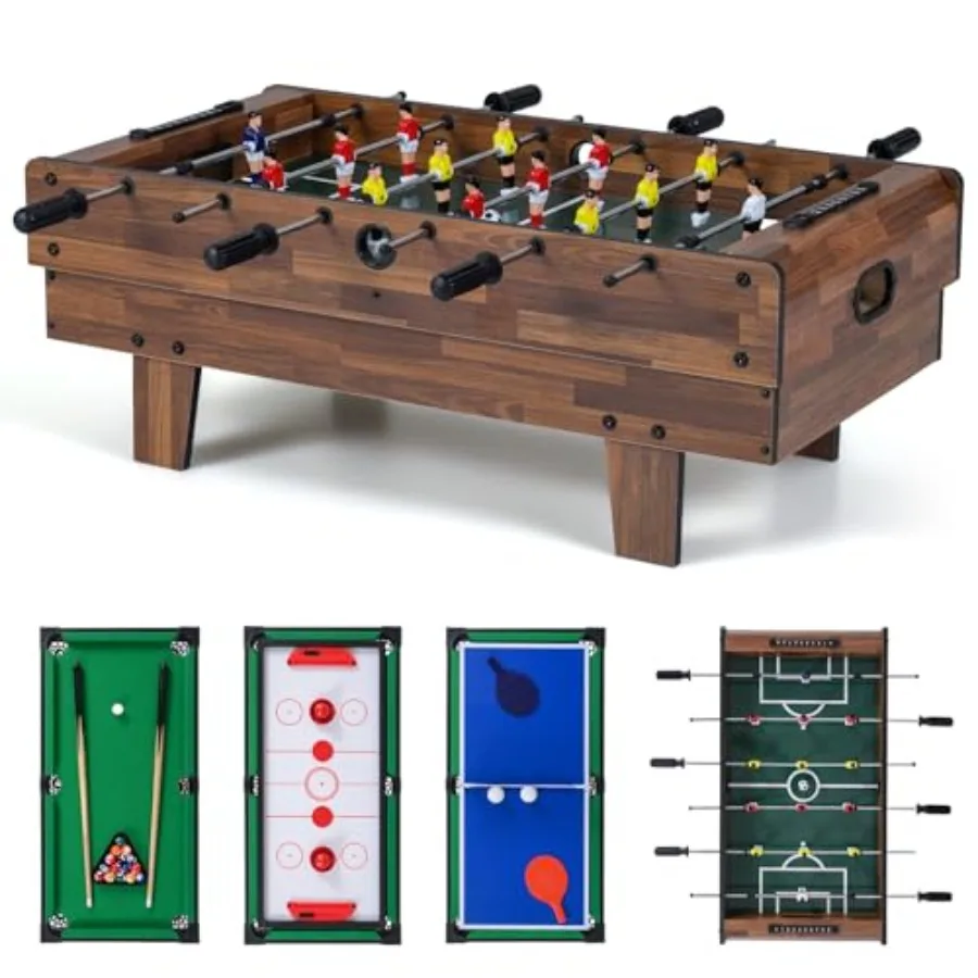 

4 in 1 Multi Game Table 32" Combo Game Table Set Includes Foosball Pool Table Hockey Ping Pong Tabletops w/Accessories for and