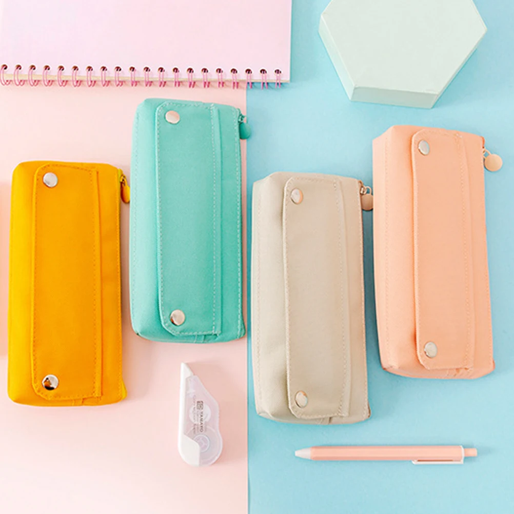 

2 Pcs Large Capacity Oxford Cloth Pencil Case Zipper Multifunctional Travel Makeup Bag Stationery Storage Pen Box