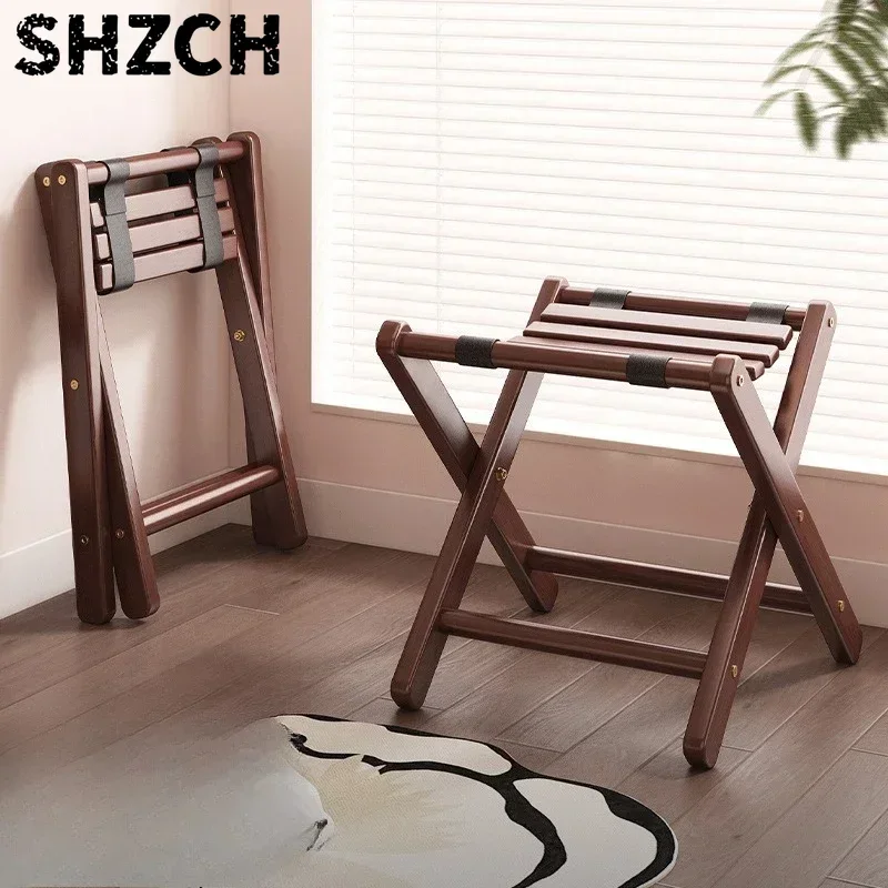 Solid Wood Foldable Stool, New Household Small Chair, Thickened Sturdy Durable Portable Folding Chair Easy Storage for Home Use