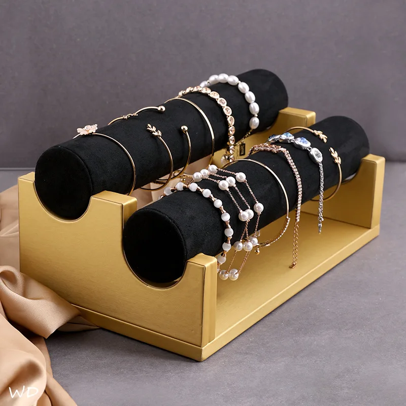 

1/2 Layers Bracelet Shelf Storage Rack Jewelry Display Stall Black Flannel Jewelry Display Props