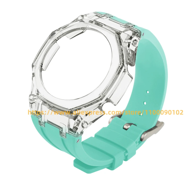 Transparent  Jelly Case GA-2100 GMA-S2100 Clear Case Rubber Strap for Ga 2100 Gma S2100 Oak Resin Watch Replacement Parts