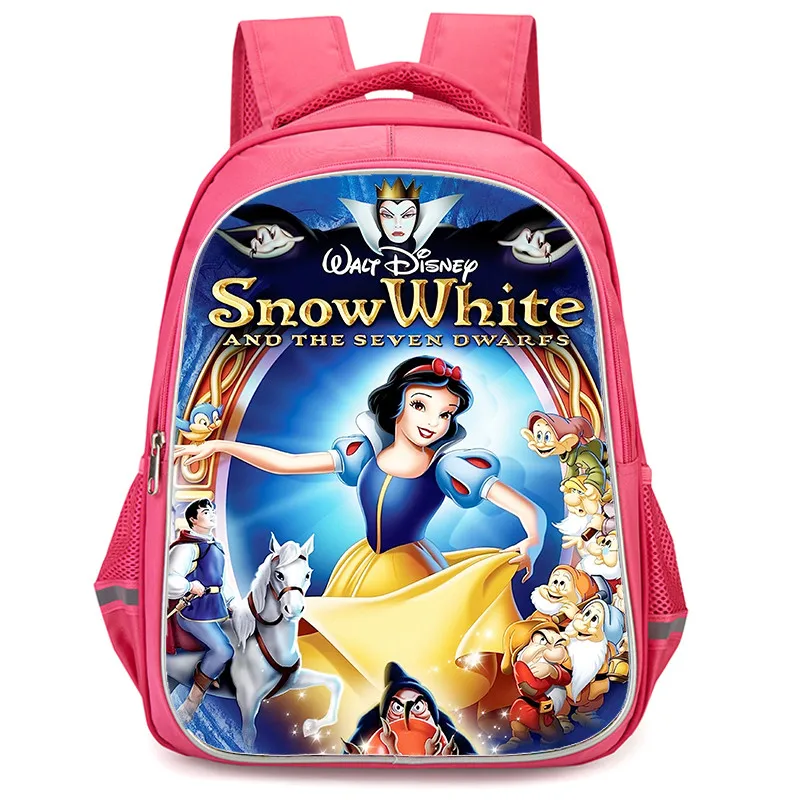 

Girls School Backpack with Double Zipper Pocket,Pink Cartoon Snow White School Bags,Durable 16-in Kids Bags for Pupil Students