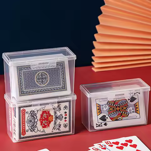 2pcs Transparent Game Cards Storage Box Plastic Playing Card Box Deck Case Container Portable Business Card Storage Holder