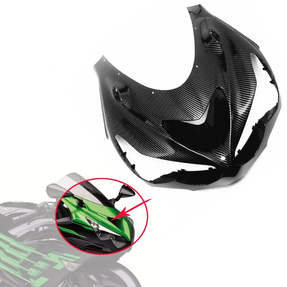 

Hydro Dipped Carbon Fiber Finish Upper Nose Shroud Cover Front Headlight Lower Fairing For KAWASAKI NINJA ZX-14R 2012-2020 ZX14R