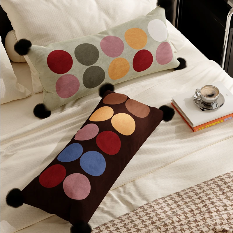 Bauhaus Color Collision Polka Dot Pillow Car Backrest Sofa Living Room Bed Head Long Pillow Detachable Single Pillowcase