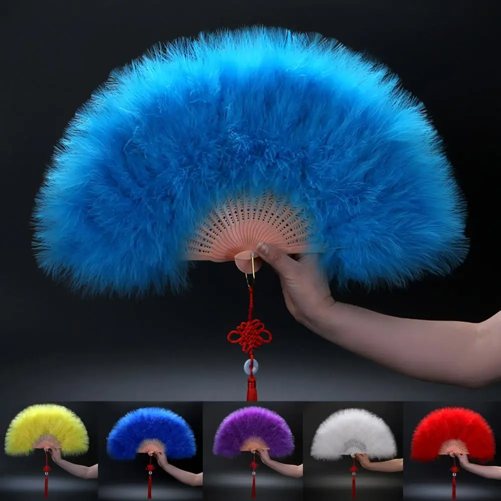 Handheld Fan Fluffy Handmade Fan-shaped Decoration Beautiful Furry Hand Folding Fans For Photography Stage Ventilador Com Penas